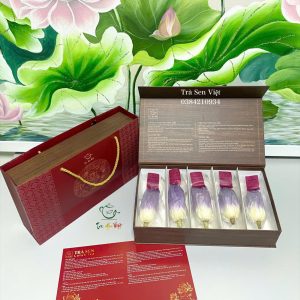 Hộp Quà Tặng - 5 Bông Trà Sen Tây Hồ Sấy Thăng Hoa Cao Cấp